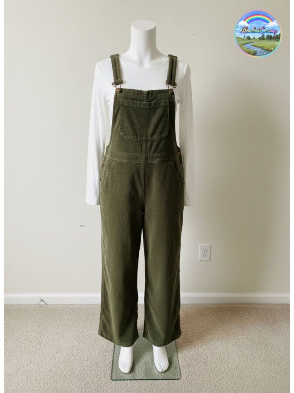 Corduroy Overall Jumpsuit Wide Leg Adjustable Straps Pockets Women